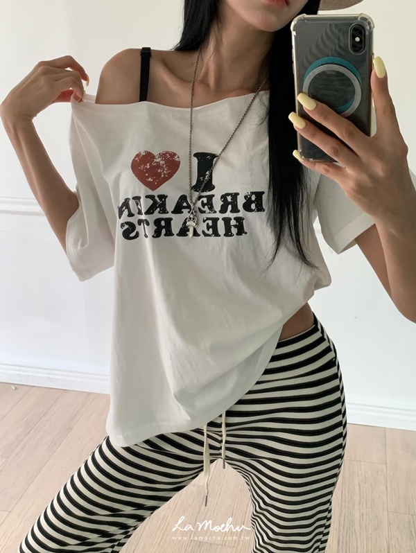 條紋鬆緊超顯瘦長褲